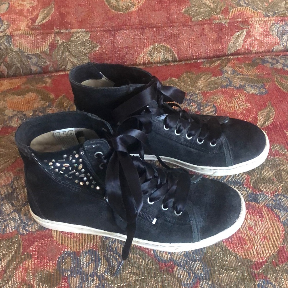 Black suede embellished sneakers